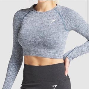 Gymshark Vital Seamless Long Sleeve Crop Top - Teal Marl